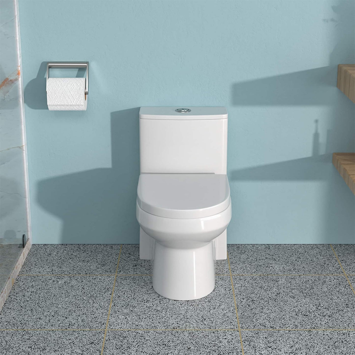 LOVMOR Ceramic One Piece Toilet for Bathroom 12 inch Rough In 1116 GPF Dual Flush with Soft Closing Seat Powerful Dual Flush