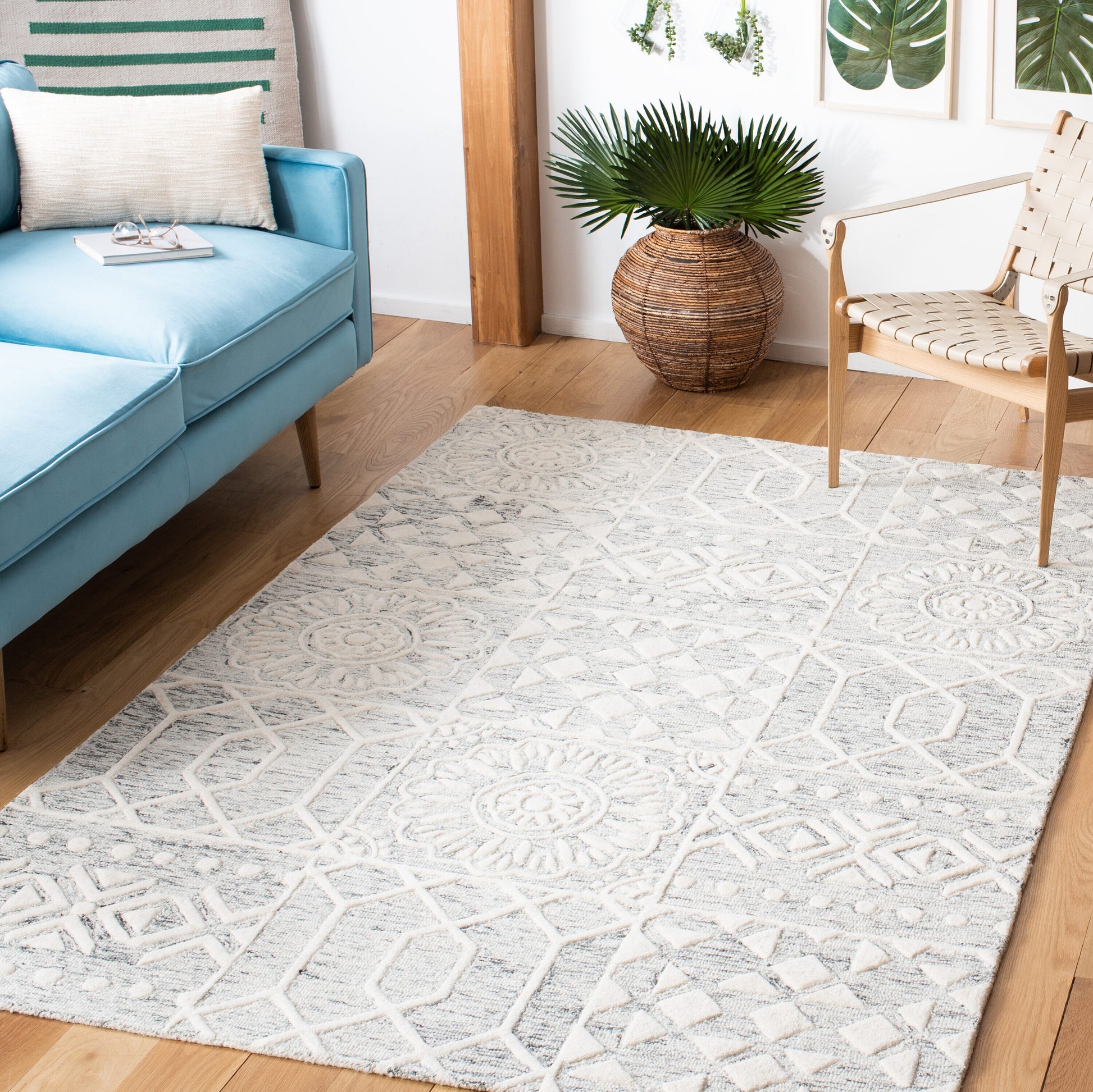 Safavieh  Metro 855 Silver/Ivory Contemporary 5ft x 8ft Medium Rectangle Rug