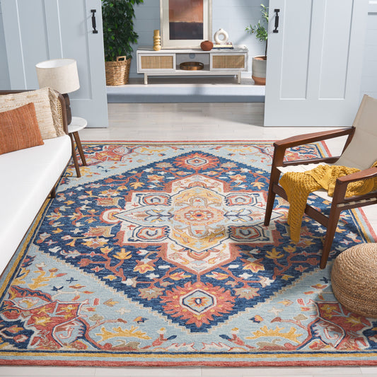 Safavieh  Metro 727 Navy/Red Traditional 6ft x 9ft Medium Rectangle Rug