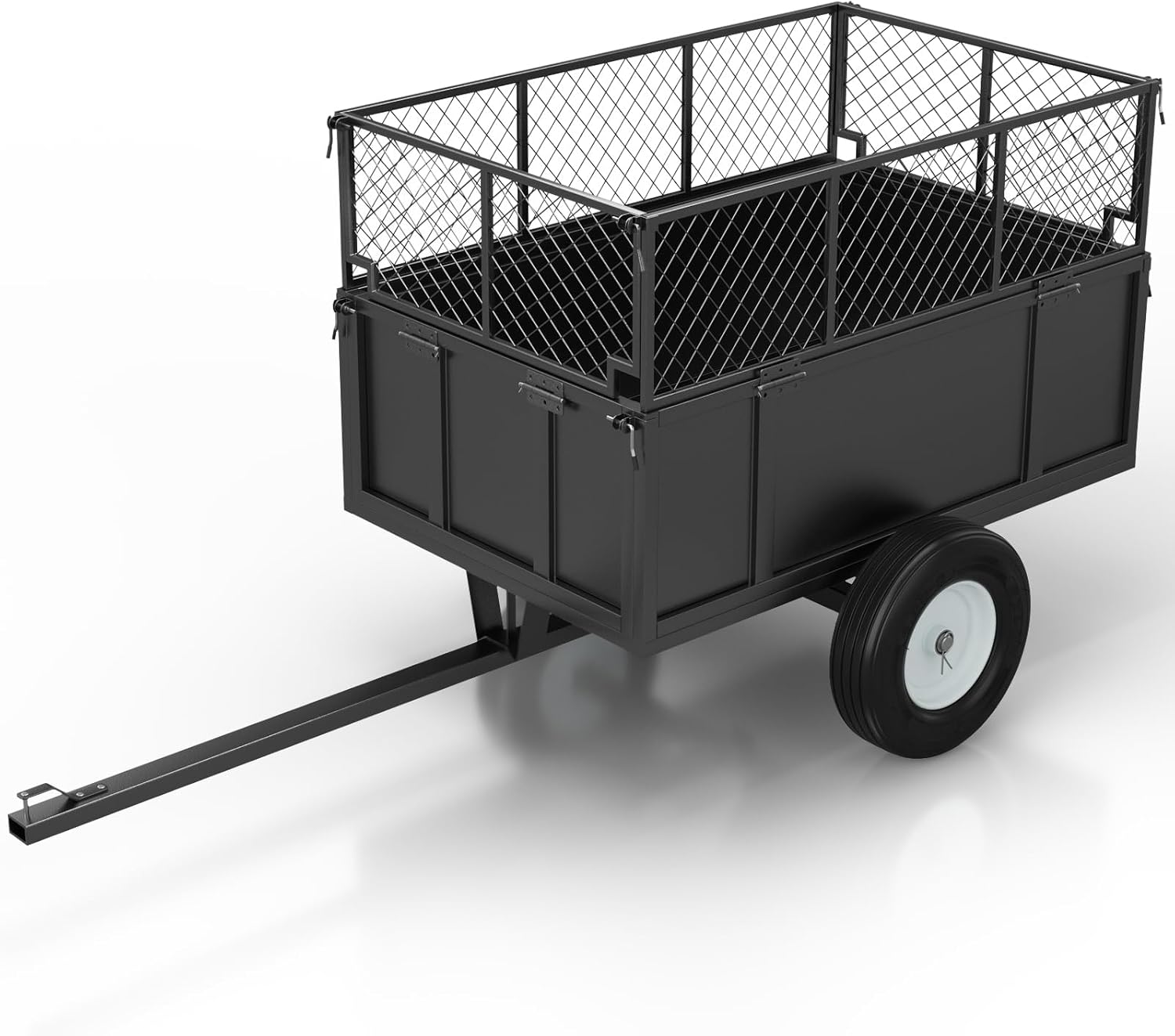 Garvee Heavy Duty Dump ATV Trailer for Lawn Tractors 750 LB Capacity 15 Cu Ft Steel Utility Cart for Riding Mowers and ATVs