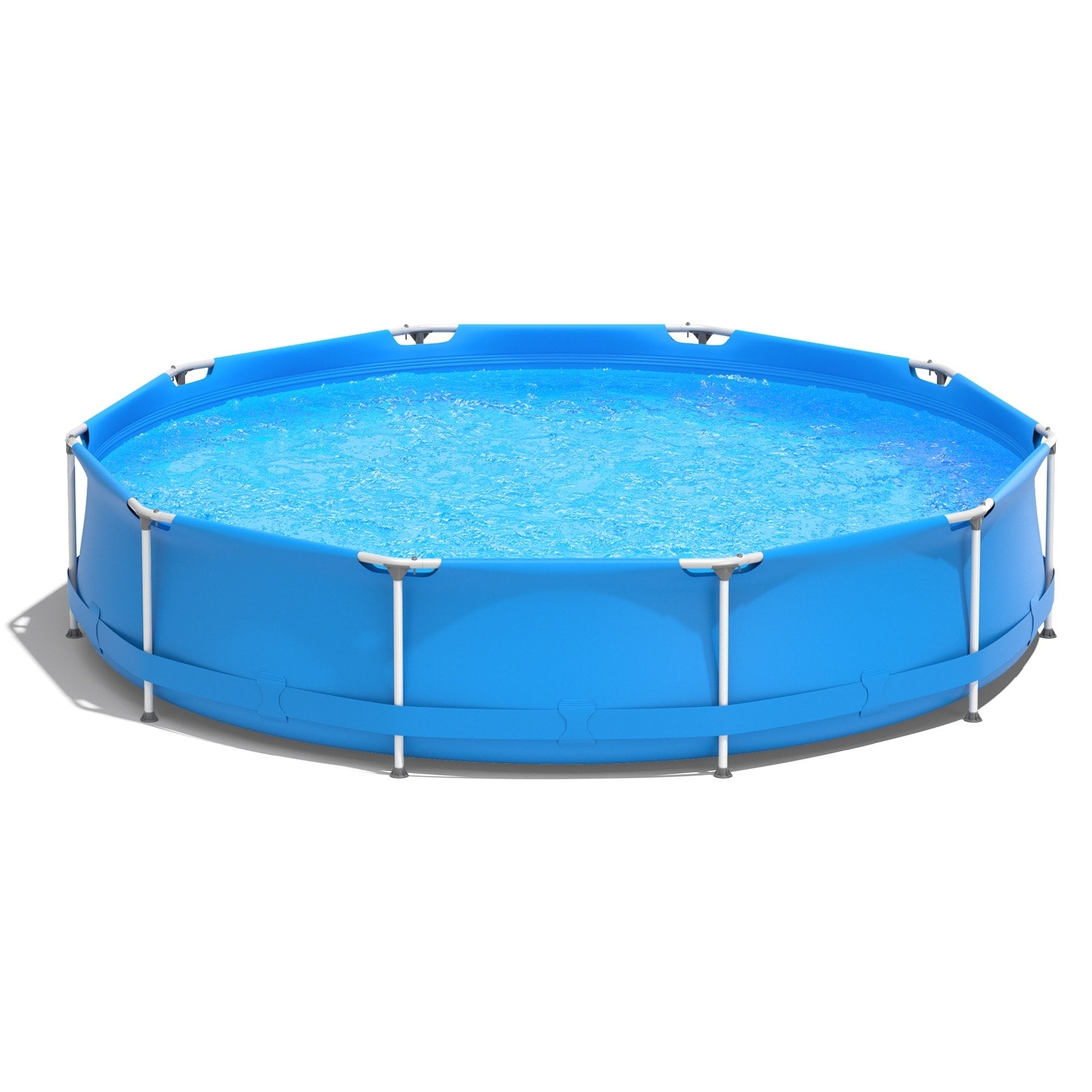 Slickblue Round Above Ground Swimming Pool With Pool Cover for Backyard Use Open Outdoor Areas- Blue/ Gray- 11.8 ft x 11.8 ft x 2.5 Ft