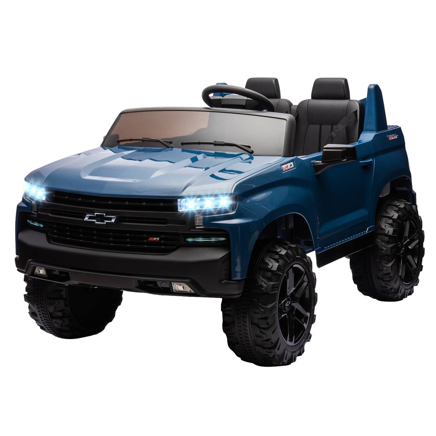 Garvee 24V Chevrolet Silverado 2 Seater Kids Ride On Truck/ Licensed Electric Car w/Remote/ LED Lights/ Suspension / Storage/ Universal electric ride on easy to assemble