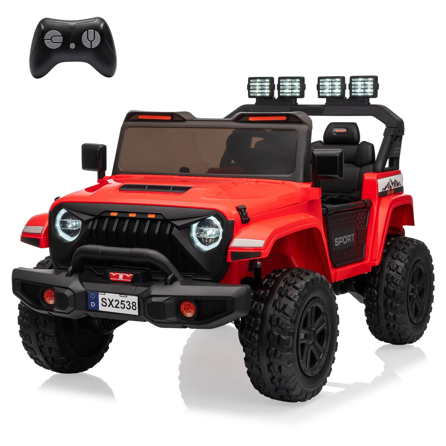 Garvee 24V Electric 2 Seater Ride On Truck for Kids/ 4WD 800W Motor/ Remote Control/ Music / LED Lights/ Durable electric mobility device for long use