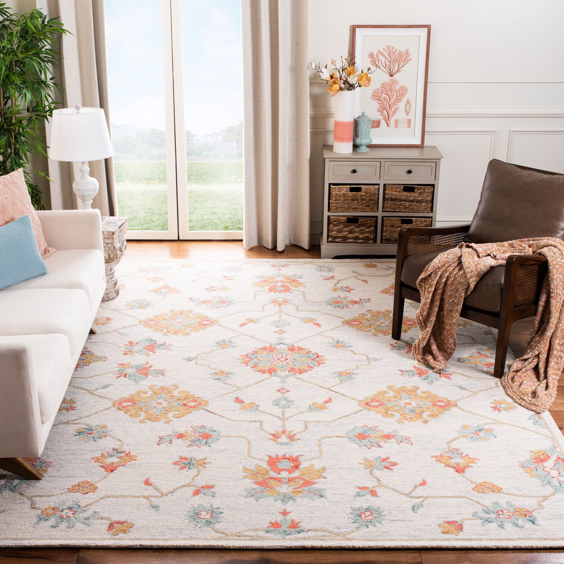 Safavieh  Micro-Loop 534 Silver/Red Traditional 8ft x 10ft Large Rectangle Rug