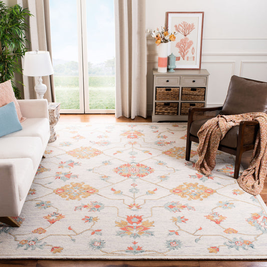 Safavieh  Micro-Loop 534 Silver/Red Traditional 8ft x 10ft Large Rectangle Rug