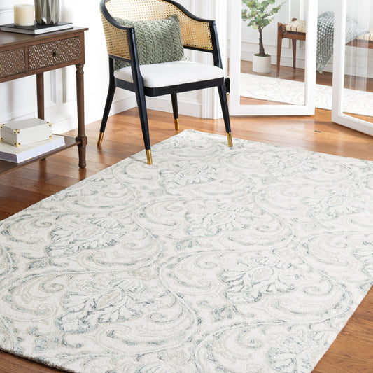 Safavieh  Micro-Loop 532 Ivory/Gray Traditional 5ft x 8ft Medium Rectangle Rug