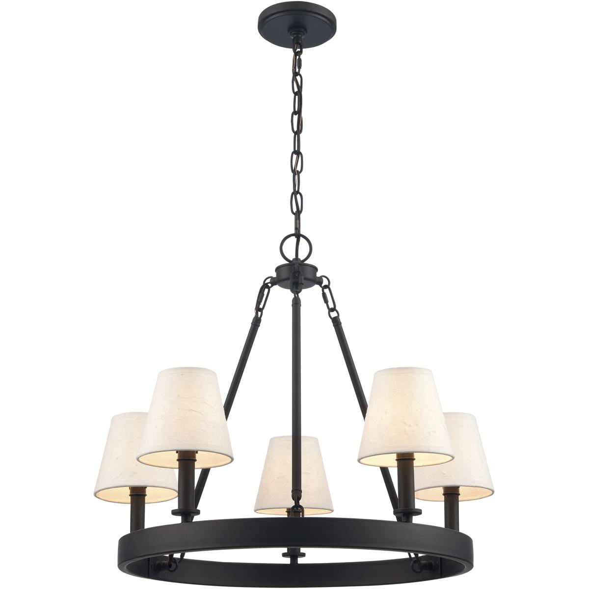 Atlas Lighting and Home  CL11320-BK Rydell Chandelier Matte Black with Off White