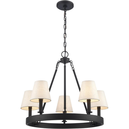 Atlas Lighting and Home  CL11320-BK Rydell Chandelier Matte Black with Off White