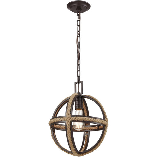 Atlas Lighting and Home  CL11650-BZ Natural Rope Mini Pendant Oil Rubbed Bronze with Natural