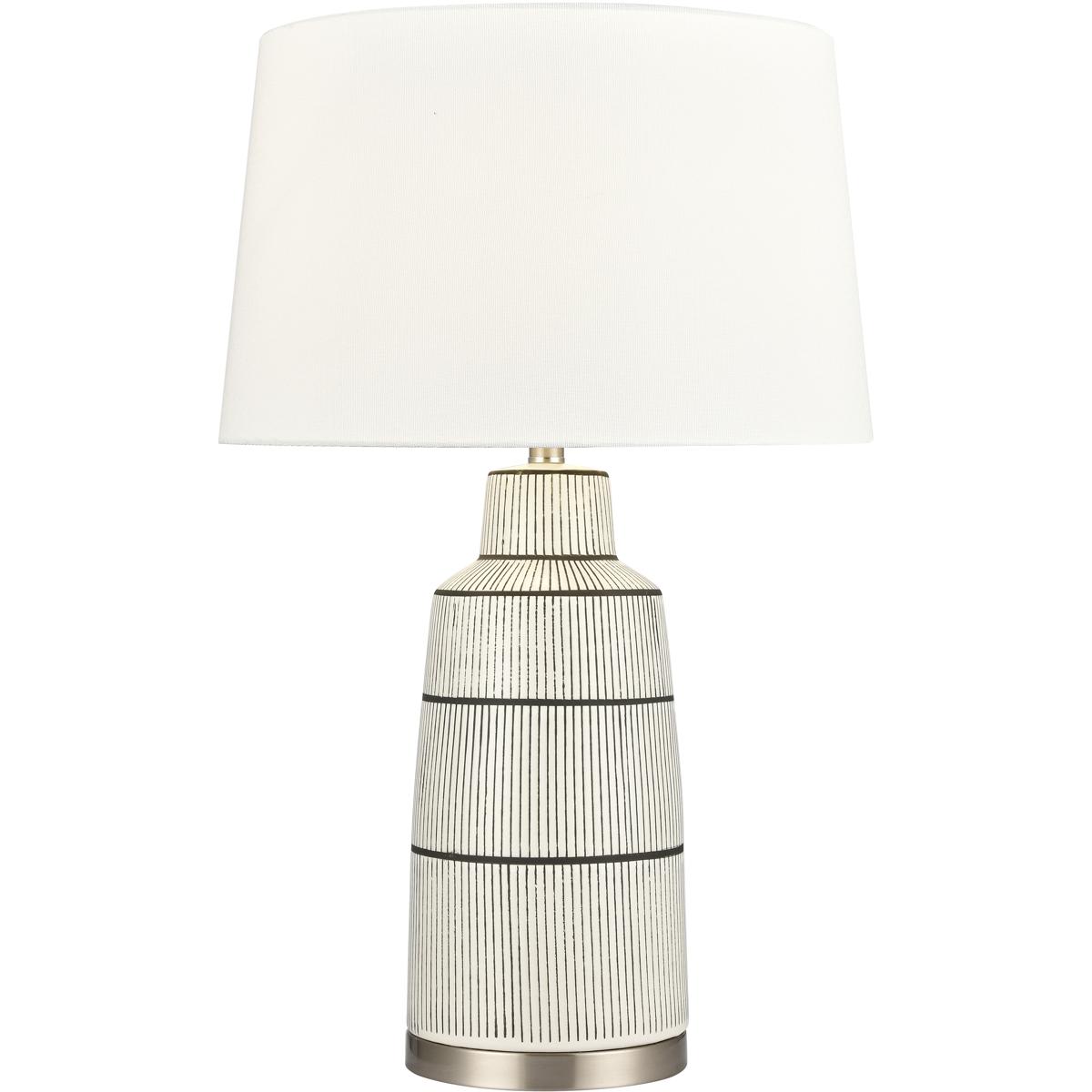 Atlas Lighting and Home  PL11032-WH Ansley Table Lamp White with Black and Satin Nickel
