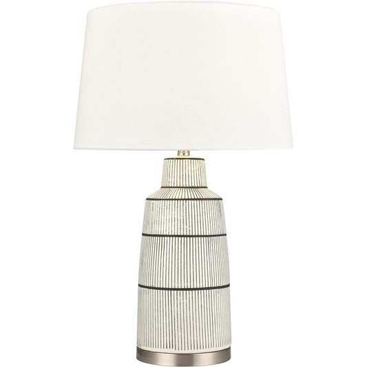 Atlas Lighting and Home  PL11032-WH Ansley Table Lamp White with Black and Satin Nickel