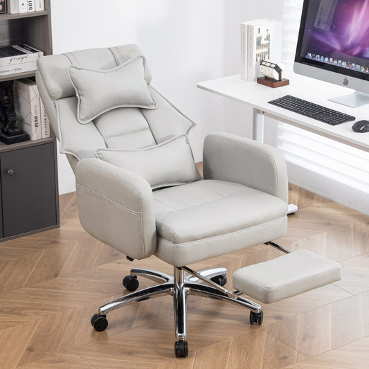 Dexmalle  Grey 155 Degrees Reclining Swivel Ergonomic Office Chair with Lumbar Support Headrest
