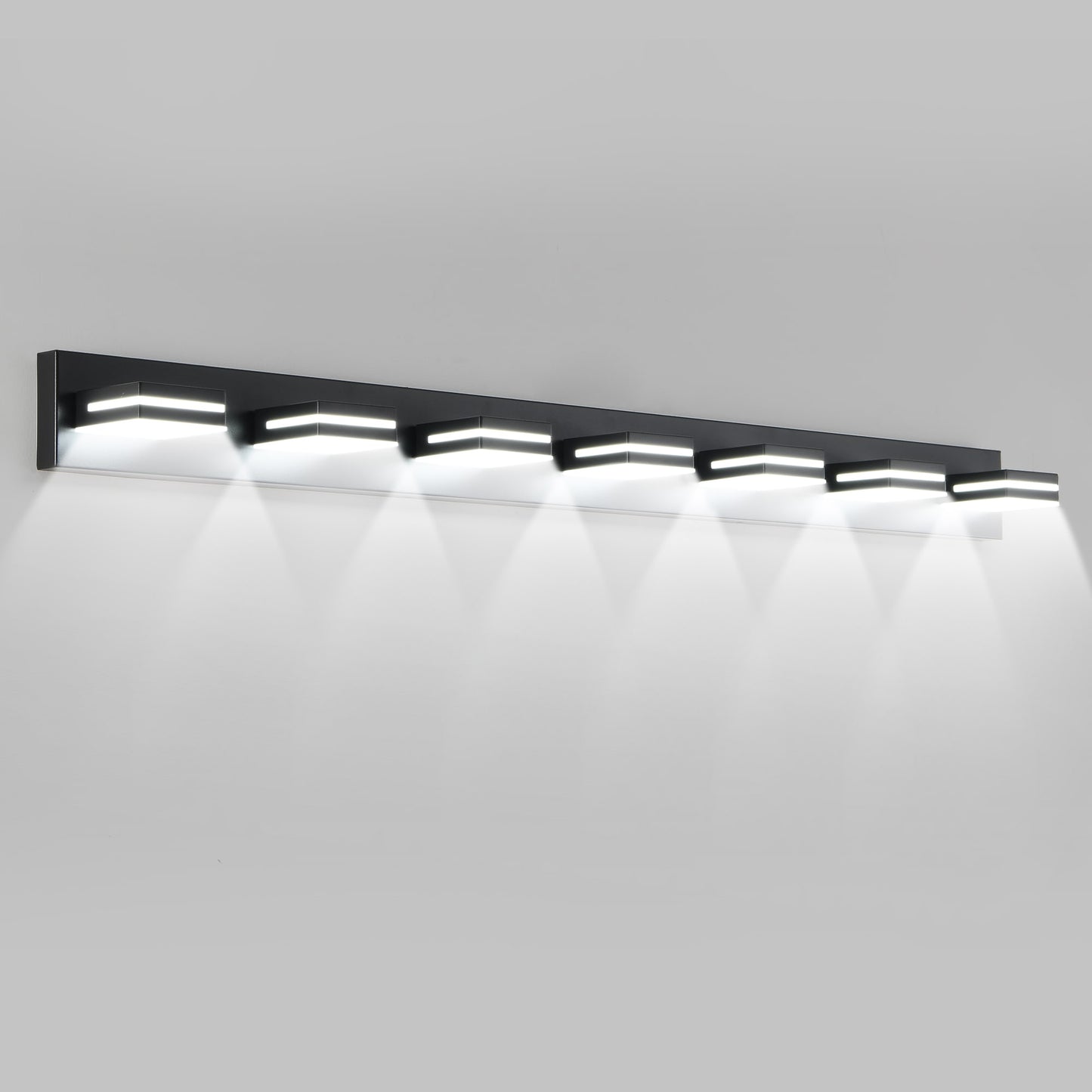 Poinic 55.1-in 7 Light Black Integrated LED Modern/contemporary Bathroom Vanity light