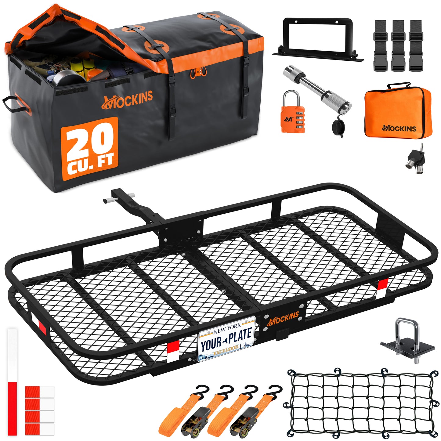 Mockins Hitch Carrier Set 60-in L x 20-in W x 6-in H Steel Hitch Cargo basket