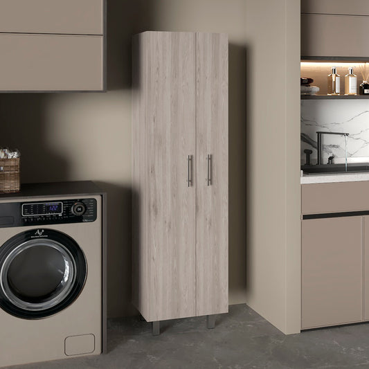 LOVMOR Light Gray White Halifax 2 Door Rectangle Closet Pantry