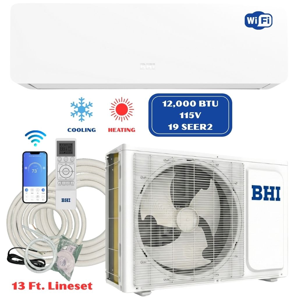 BHI SmartAir Wi-Fi 1 zone 12000-BTU Ductless Mini Split Air Conditioner Heat Pump Included with 115-Volt