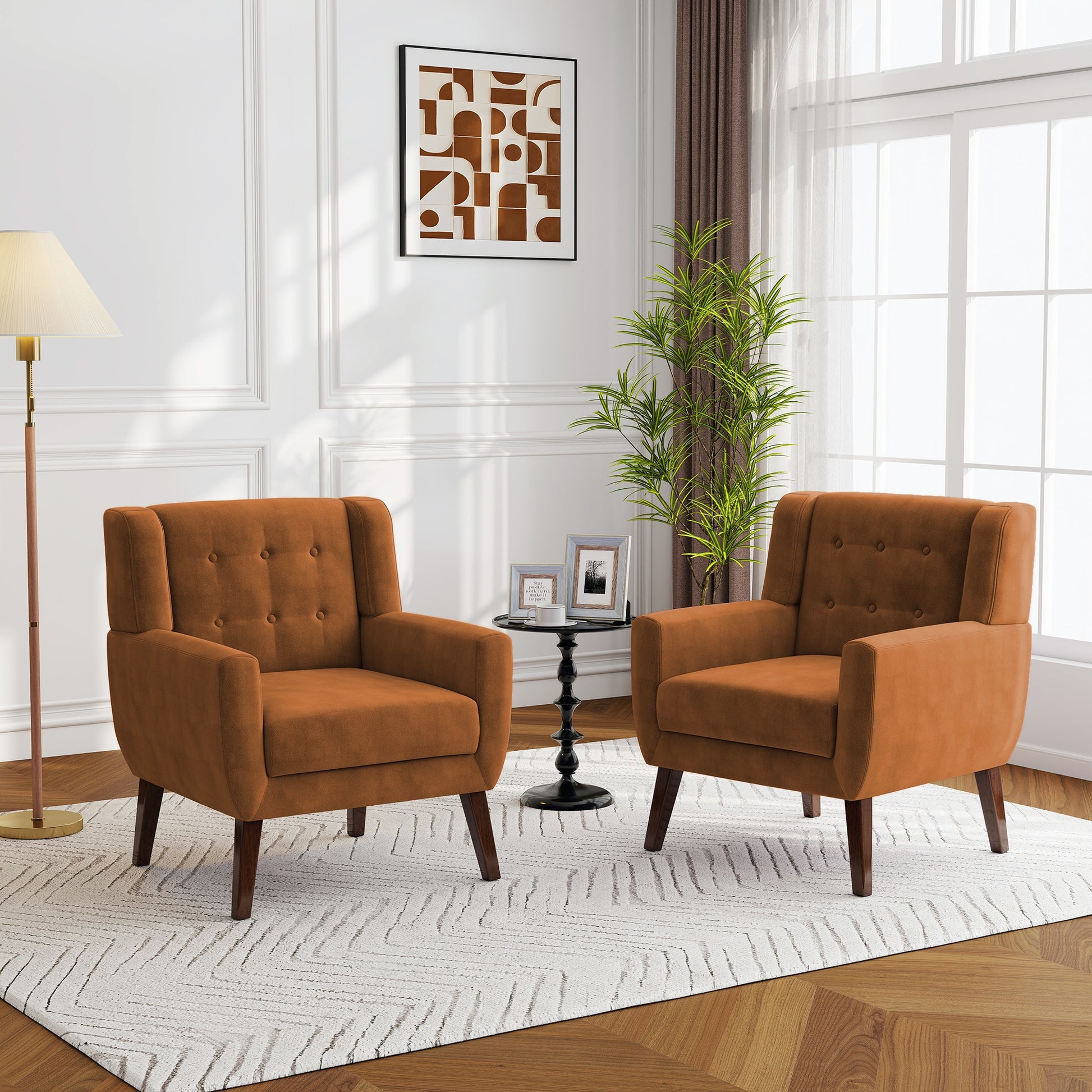 Dreamsidea  Upholstered Accent Chair with Tufted Back Velvet Fabric