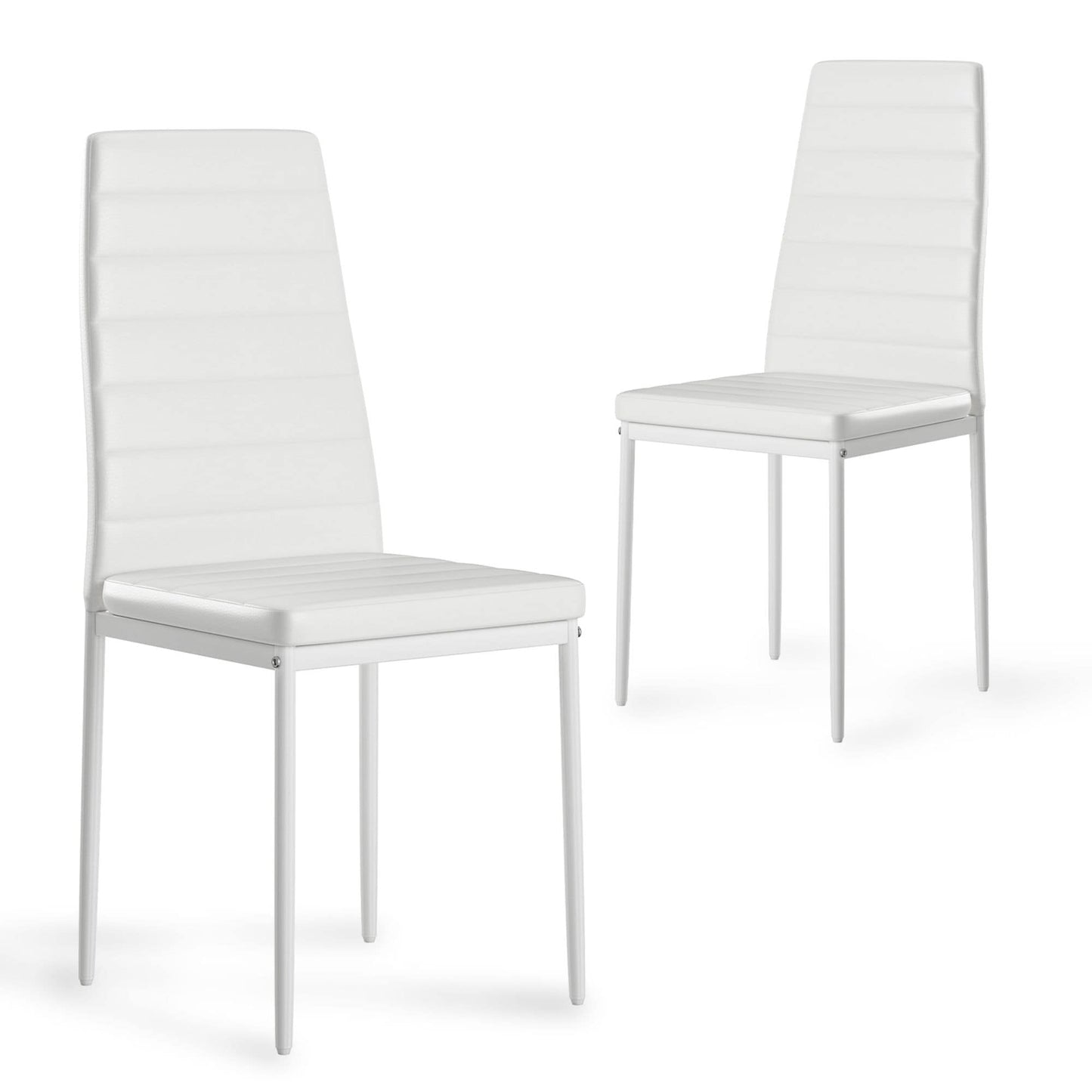 Clihome Set of Kitchen Side Chairs Contemporary/Modern Faux leather Upholstered Dining side chair ( Metal Frame )