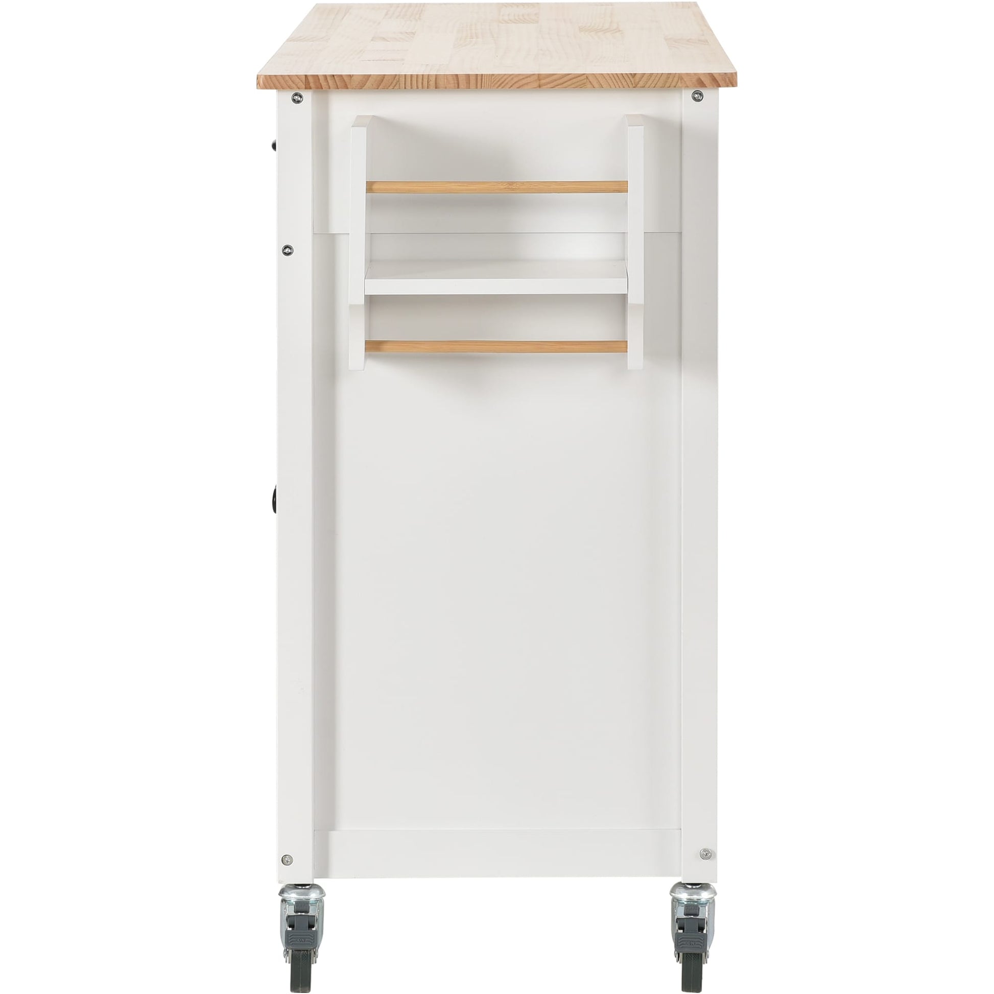 Damerin White Wood Base with Wood Wood Top Rolling Kitchen Island ( 18.5-in x 54.33-in x 36.22-in )