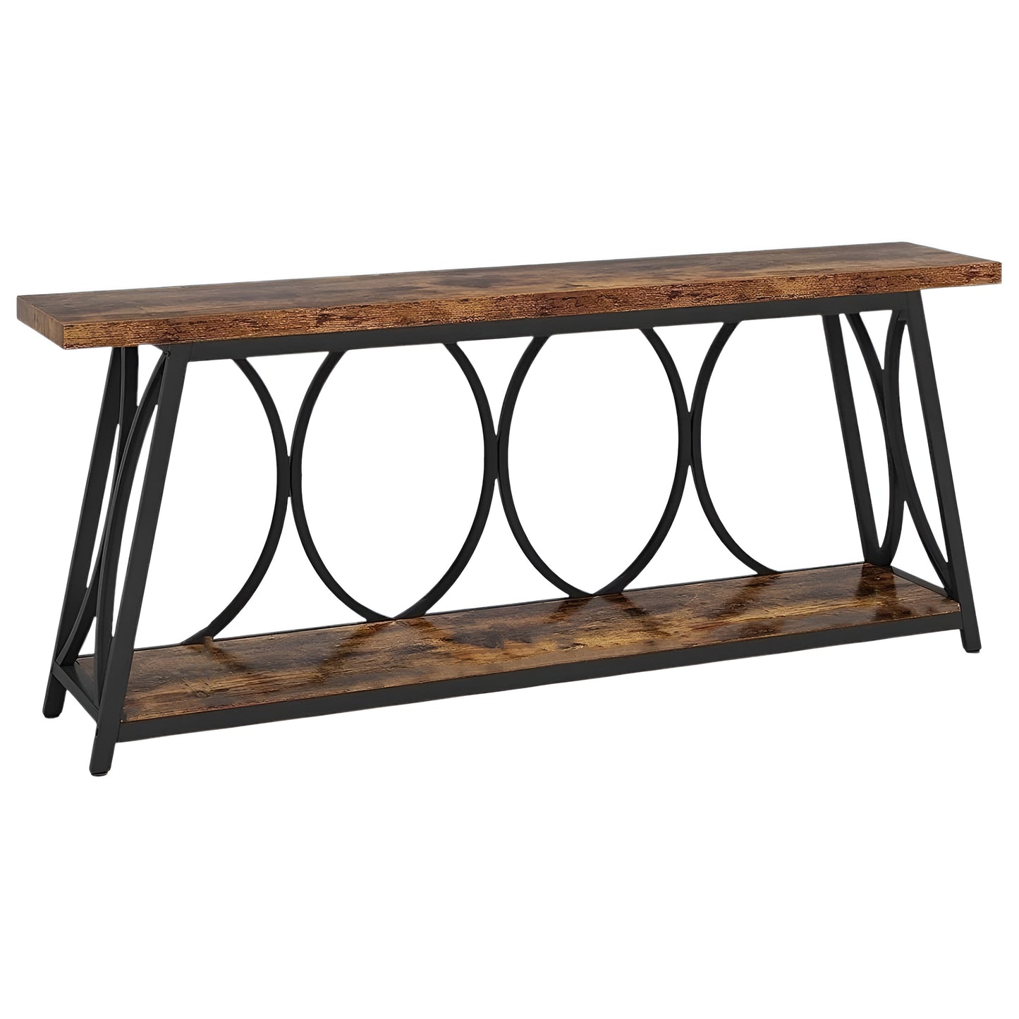 Slickblue Industrial Wood Top Slim Console Table with Metal Frame for Hallway Living Room or Entry Spaces- Multi Color Option- 70 Inch W