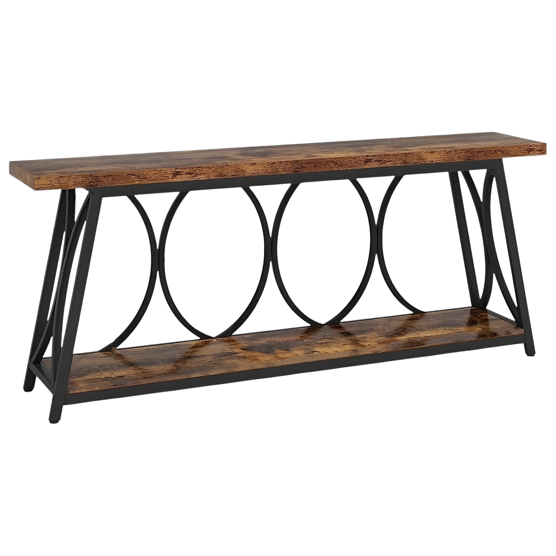 Slickblue Industrial Wood Top Slim Console Table with Metal Frame for Hallway Living Room or Entry Spaces- Multi Color Option- 70 Inch W