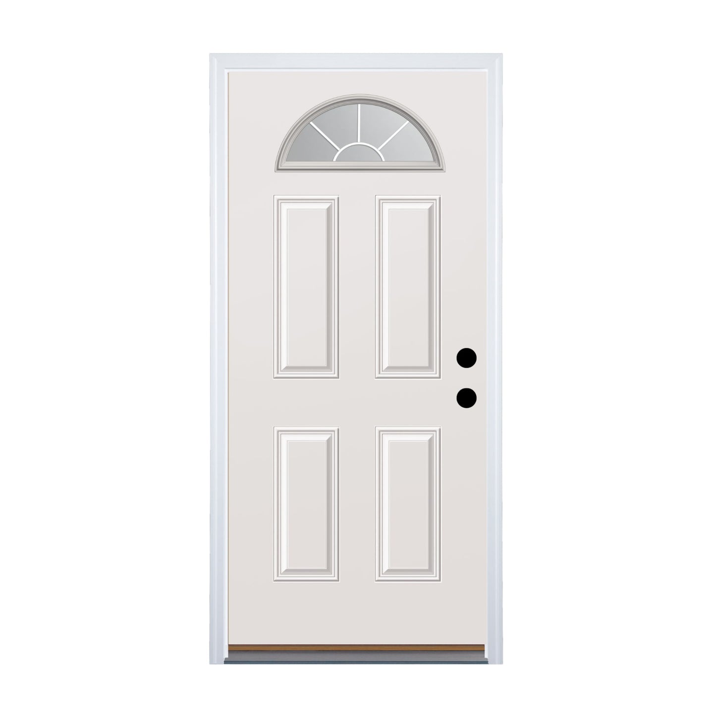 RELIABILT 32-in x 80-in x 4-9/16-in Steel Sunburst Left-hand inswing Prehung Front Door with Brickmould Insulating core with Grilles