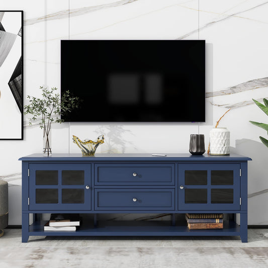 Misty Moon 59 Inch Hlue TV Stand for TVs up to 60 Inches with Multifunctional Storage Space Media Console for Living Room Bedroom