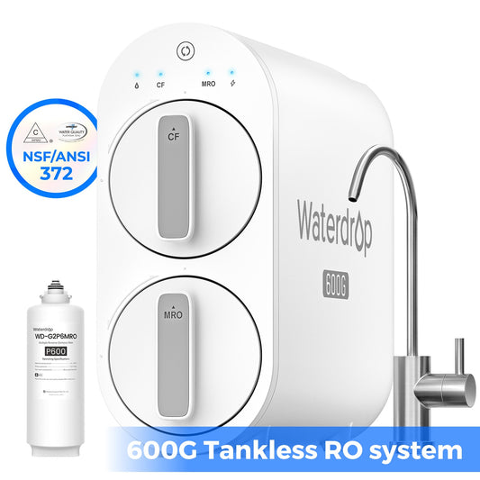Waterdrop 7-stage G2P600 with MRO Filter Composite/Activated carbon Reverse Osmosis Filtration Under Sink Water Filtration System with FCC Listed Stainless Steel faucet Faucet