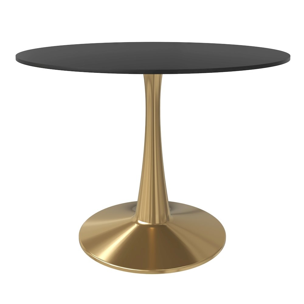 Leisuremod  Bristol 40 round dining table Gold Base With Black Top
