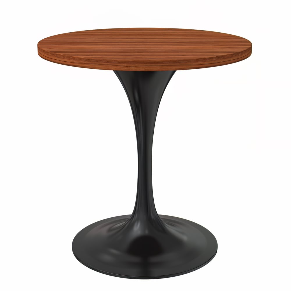 Leisuremod  Verve Collection 27 Round Dining Table Black Base with Cognac Brown MDF Top