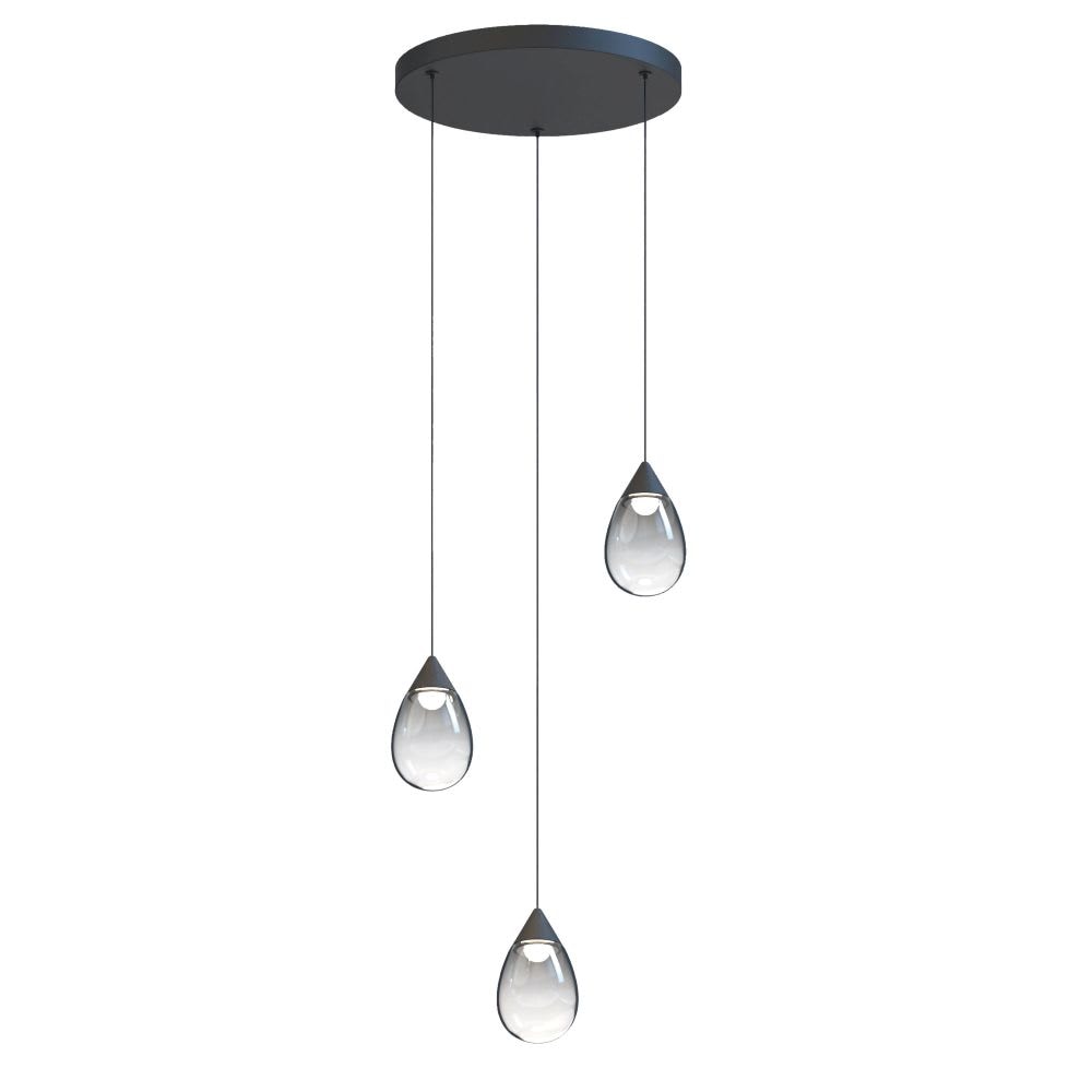 ET2 Dewdrop 3 - Light Black Contemporary - LED Glass And Polycarbonate And Steel Pendant Light
