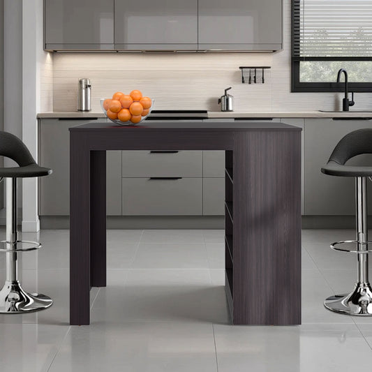 LOVMOR Kitchen Island 4 Shelves Black Wengue