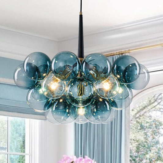 Zicbol 6 -Light Gloss Copper Indoor Tinted glass Glass Metal Chandelier