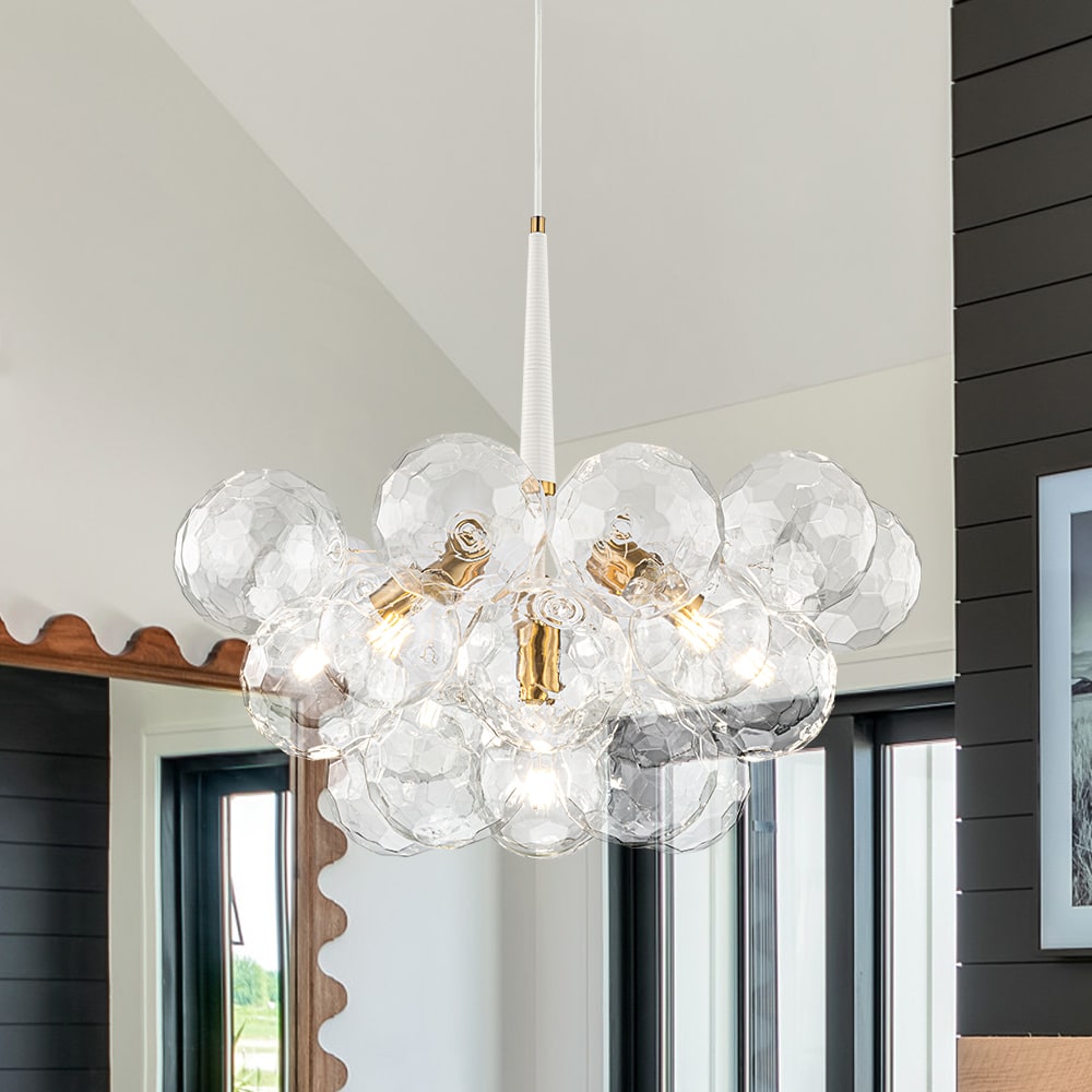 Zicbol 6 -Light White Modern/contemporary Integrated LED For Use in Bedrooms, Dining Rooms, Foyers, Kitchens, Living Rooms Chandelier