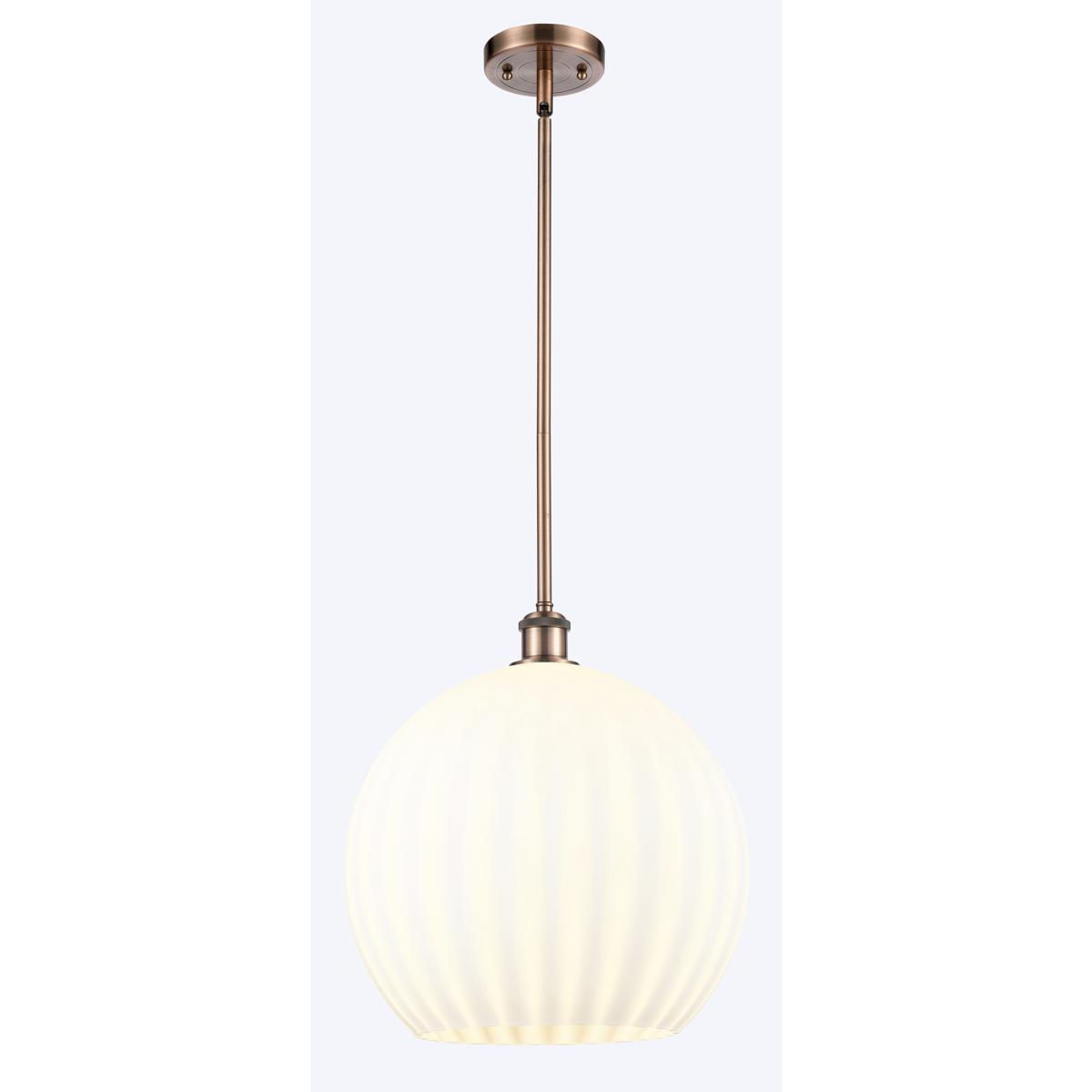 Innovations Lighting  516-1S-AC-G1217-14WV Ballston White Venetian Pendant Antique Copper
