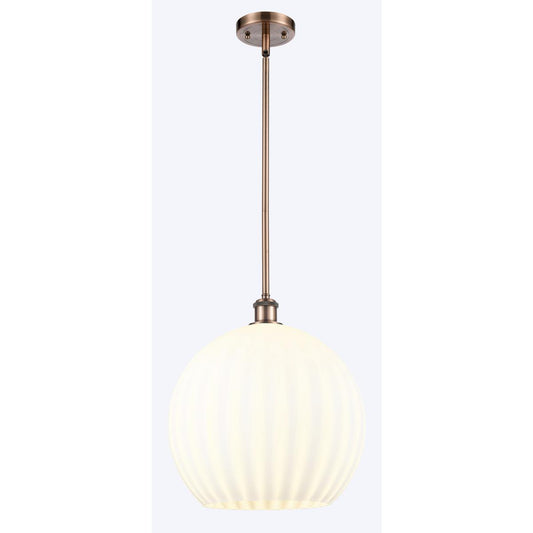 Innovations Lighting  516-1S-AC-G1217-14WV Ballston White Venetian Pendant Antique Copper