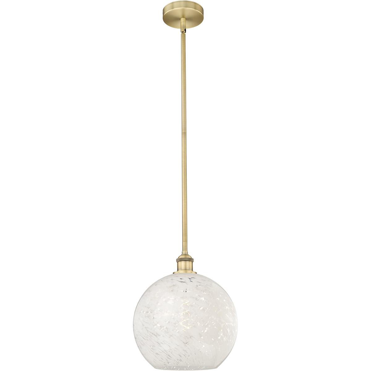 Innovations Lighting 616-1S-BB-G1216-12WM Edison White Mouchette Pendant Brushed Brass