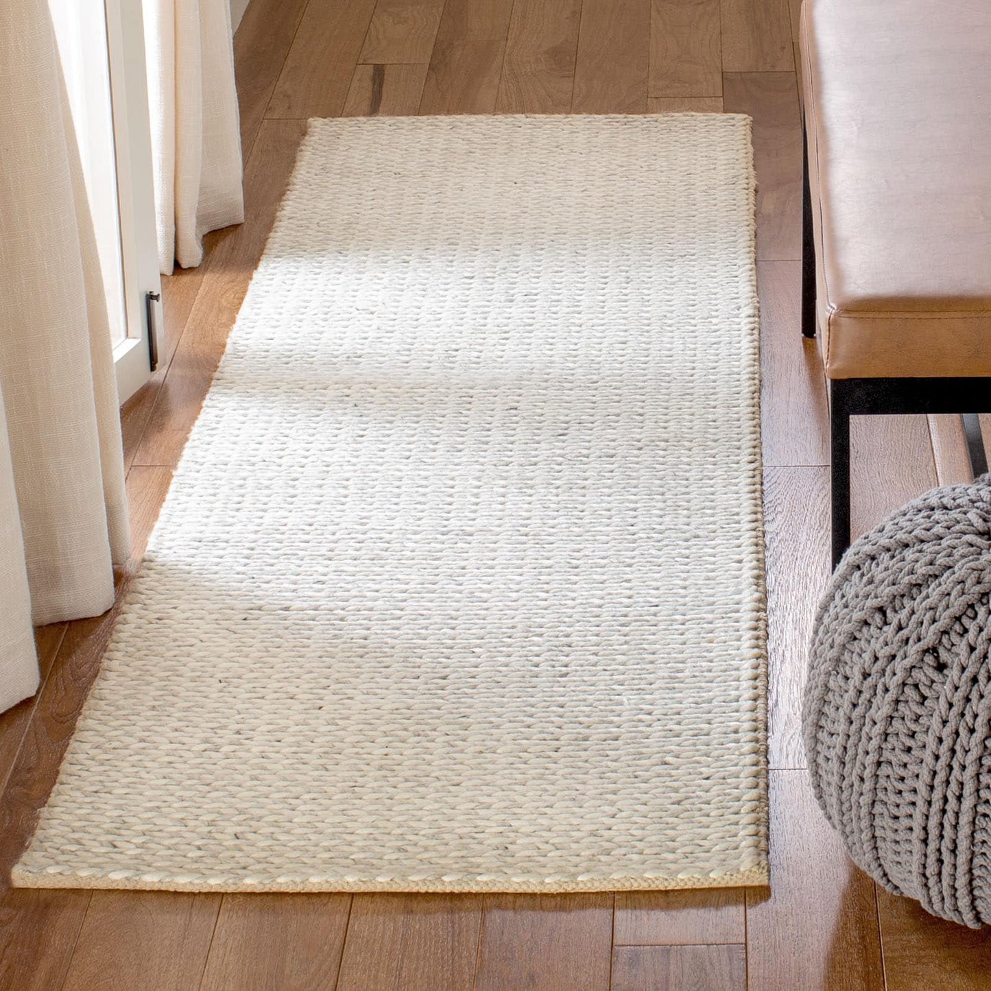 Safavieh  Natura 311 Ivory/Silver Solid / Tonal 2ft-3in x 18ft Runner Rug