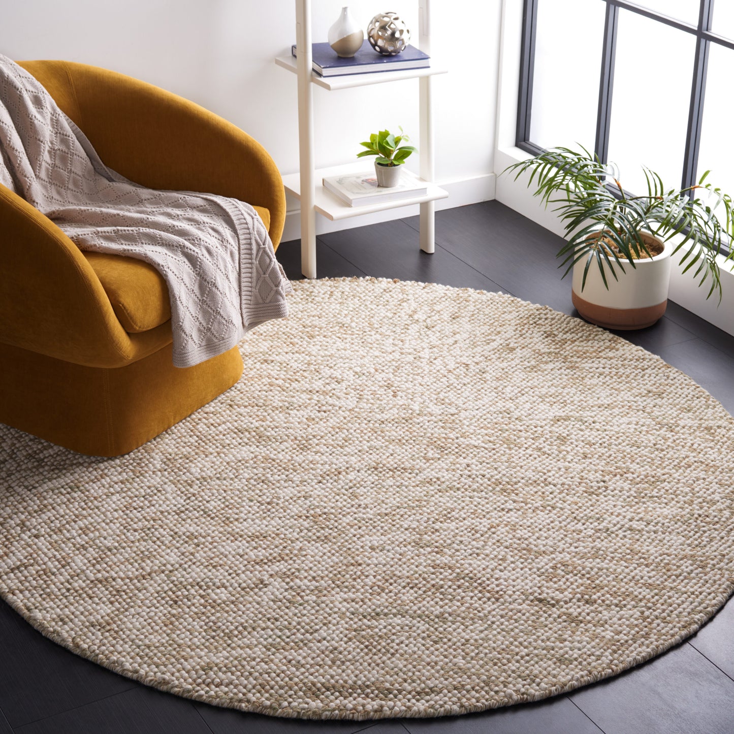 Safavieh  Natura 182 Sage/Ivory Solid / Tonal 6ft x 6ft Round Rug