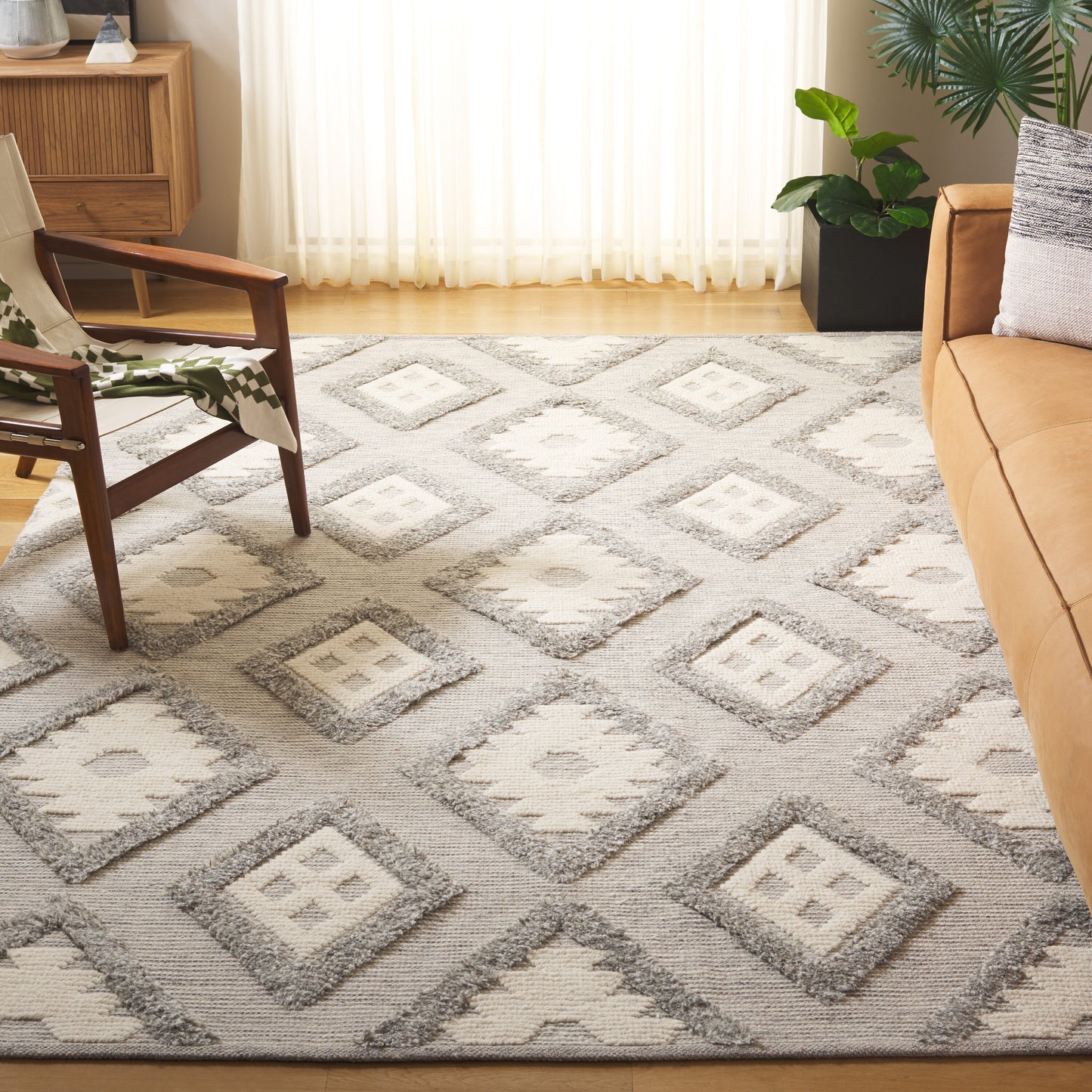 Safavieh  Natura 203 Gray/Ivory Bohemian 8ft x 10ft Large Rectangle Rug