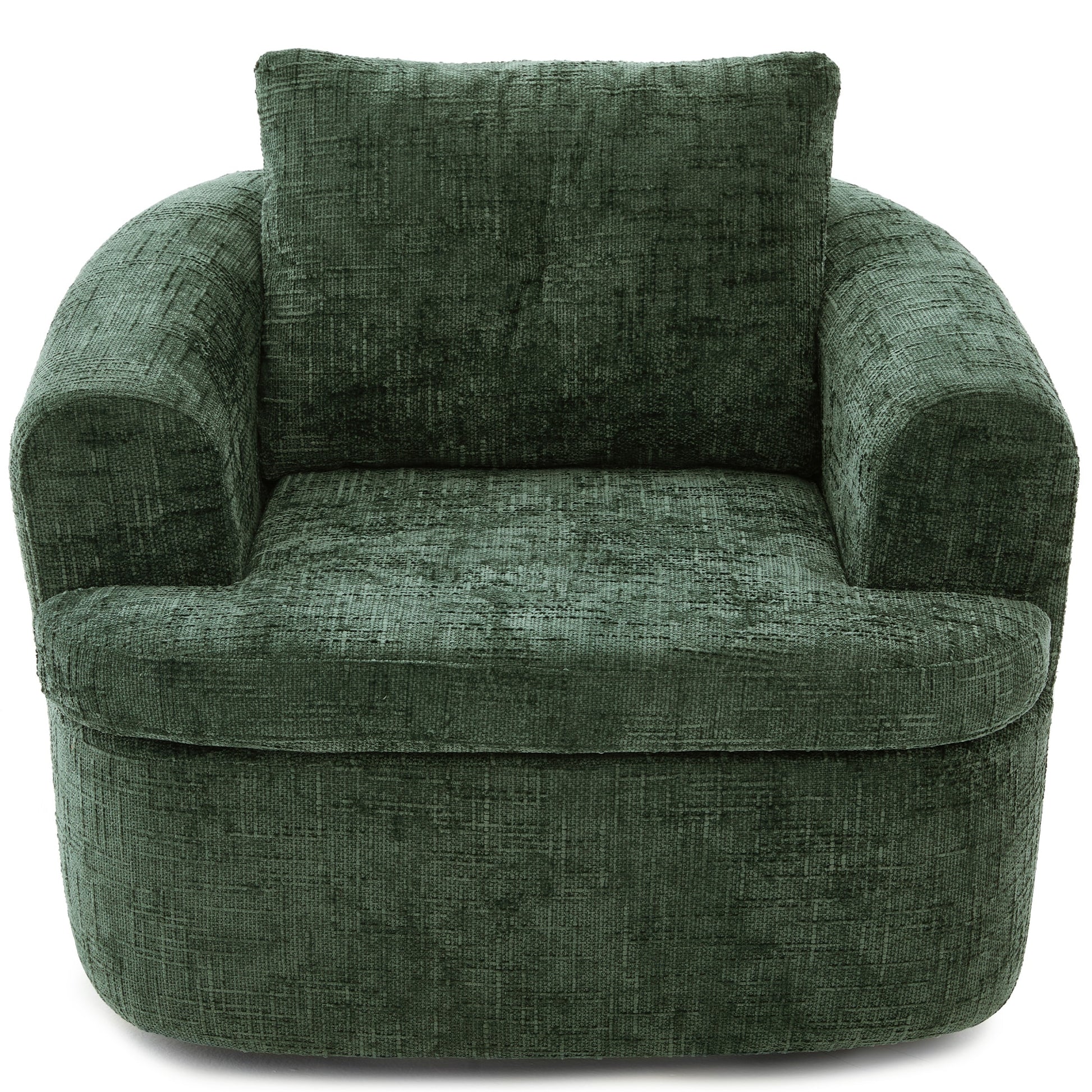 Bybafun 36.6-in W Casual Green Chenille Swivel Barrel Armchair
