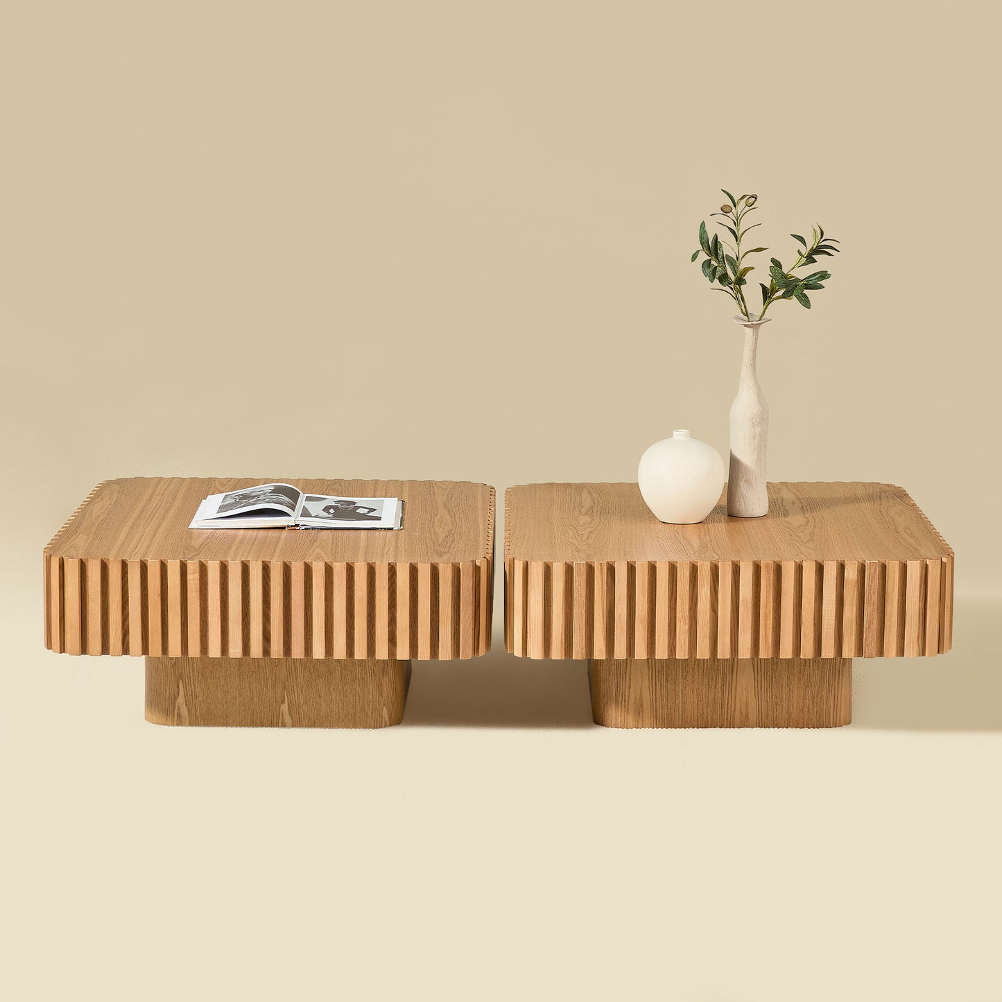 LOVMOR Coffee Color Sintered Stone Top Goose Eggs Shape Leather Coffee Modern Sofa Table For Living Room Furniture