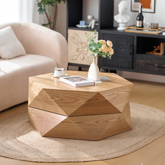 LOVMOR Round Coffee Table Side Table For Living Room Fully Assembled