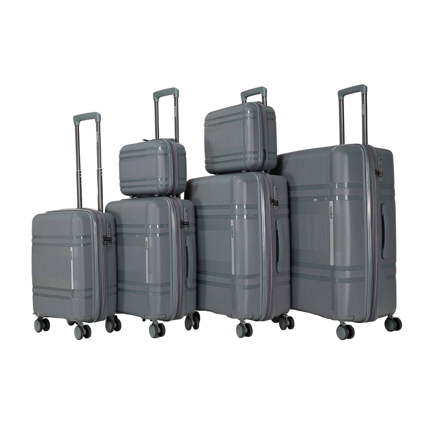 SINOFURN 20.1x12.2x29.5 Gray Plastic Hardshell Suitcase set 6 -Bag