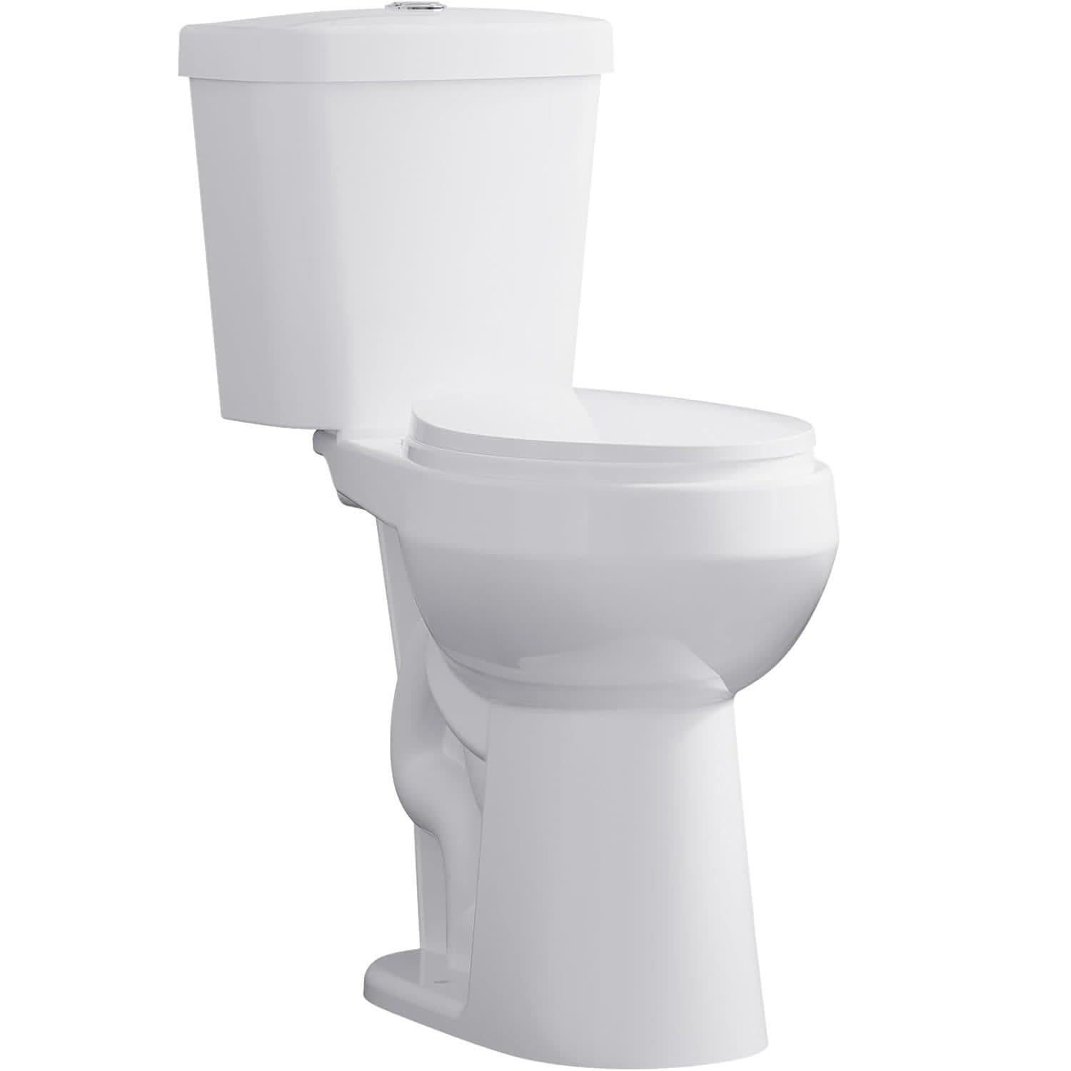 Qeetex 21 Inch Tall Toilet Two-Piece Round Toilet with ADA Comfort Chair Height Seat Dual Flush Top Buttons Powerful 1.28 GPF Single Flush for Seniors White