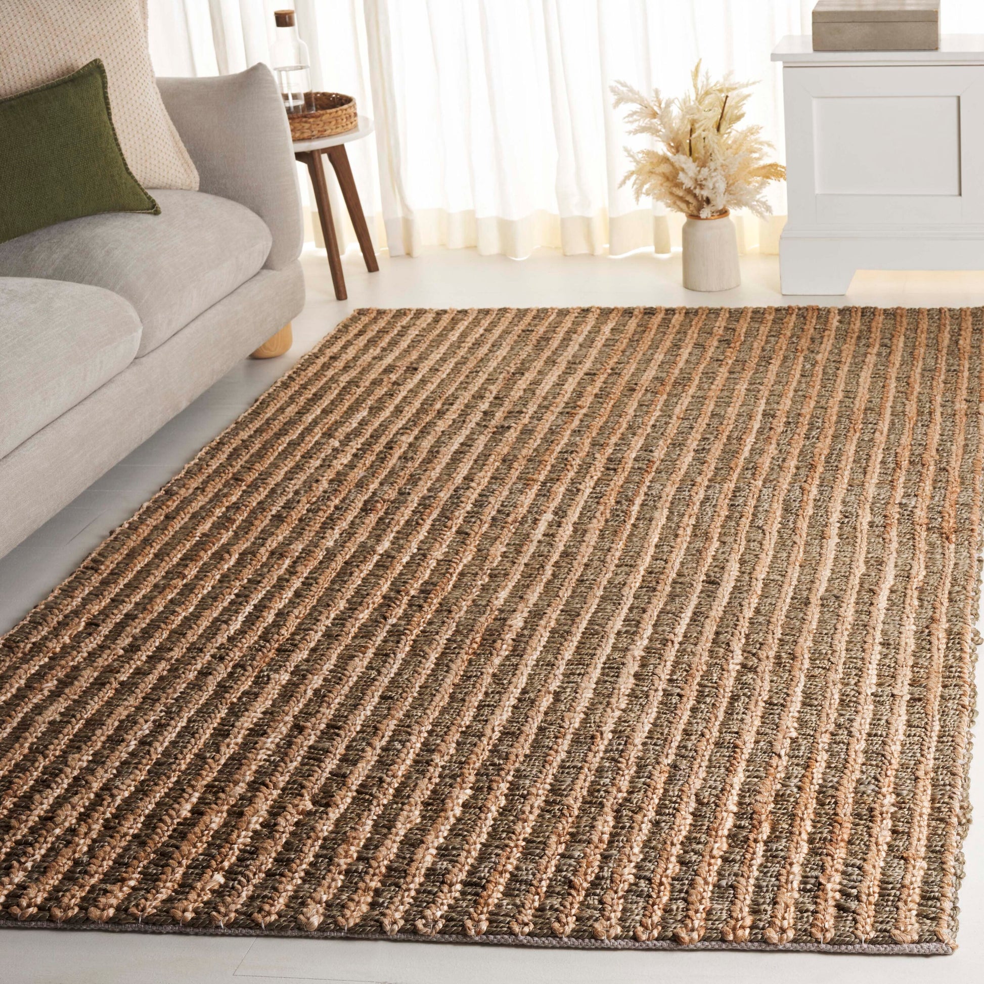 Safavieh  Natural Fiber Couture 102 Green/Natural Solid / Tonal 5ft x 8ft Medium Rectangle Rug