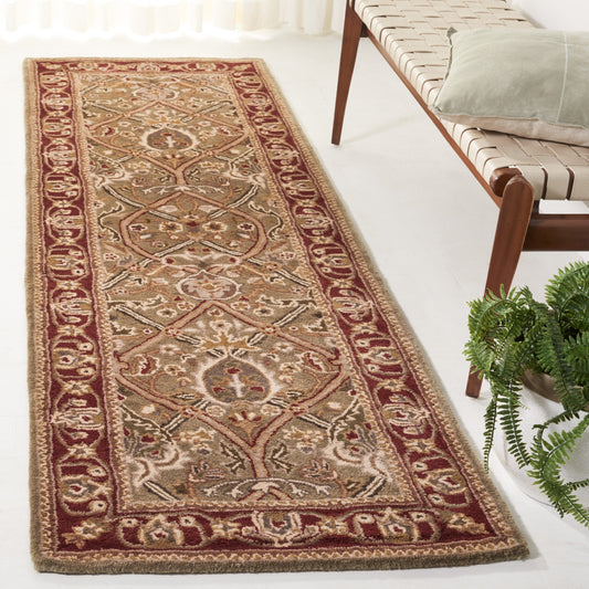 Safavieh  Pl819 Light Green/Rust Traditional 2ft-6in x 20ft Runner Rug