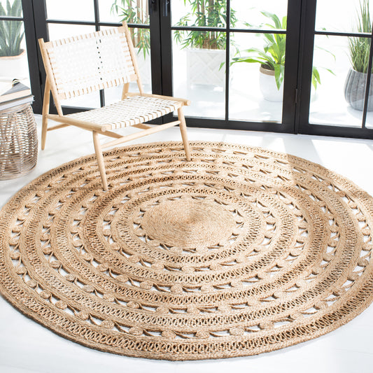 Safavieh  Natural Fiber 169 Natural Bohemian 8ft x 8ft Round Rug
