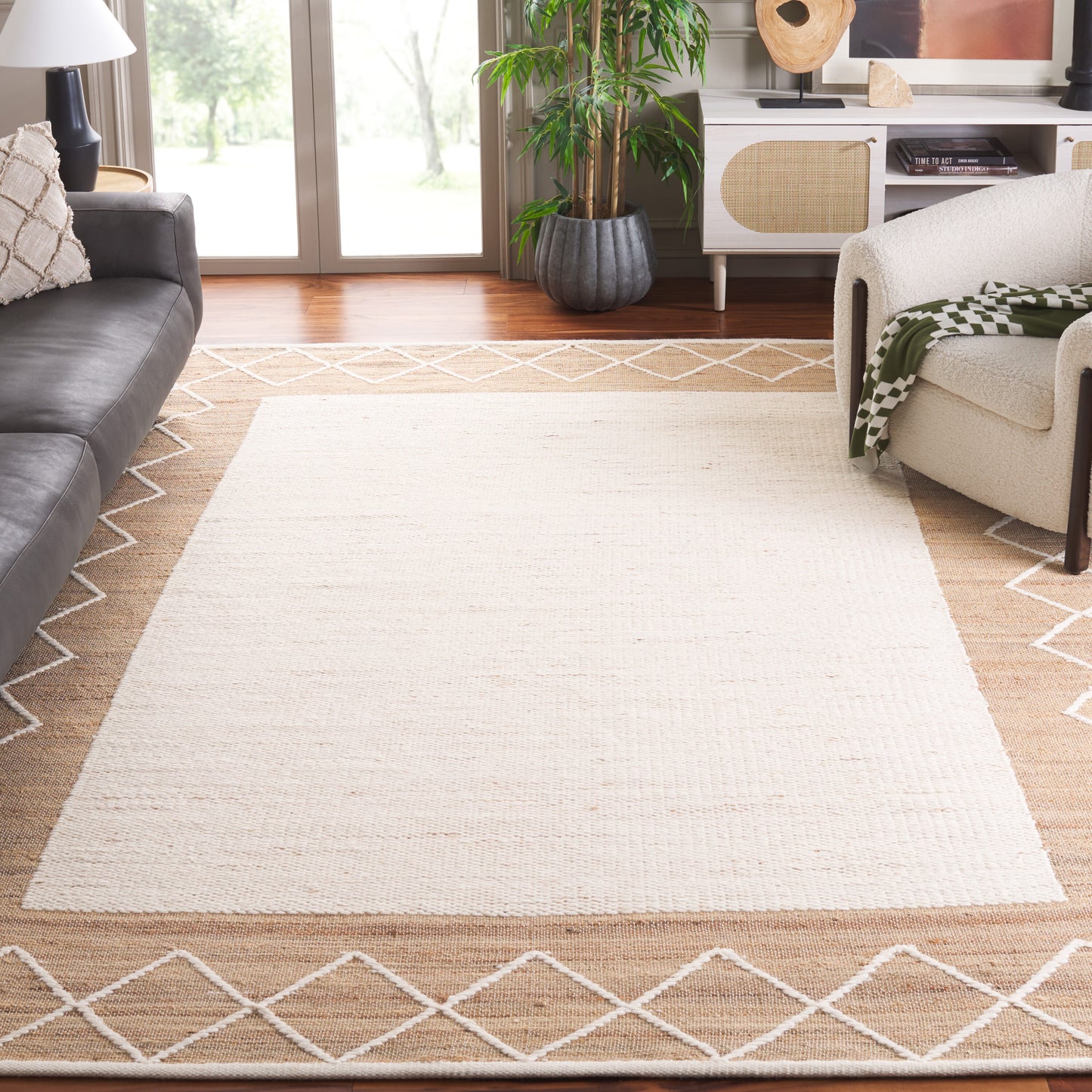 Safavieh  Natural Fiber 279 Natural/Ivory Bohemian 6ft x 9ft Medium Rectangle Rug