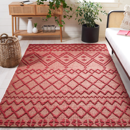 Safavieh  Natural Fiber 219 Red/Natural Bohemian 5ft x 8ft Medium Rectangle Rug